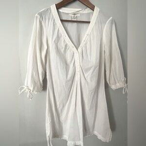 ☀️H&M L.O.G.G Ivory Peasant VNeck blouse SZ 10